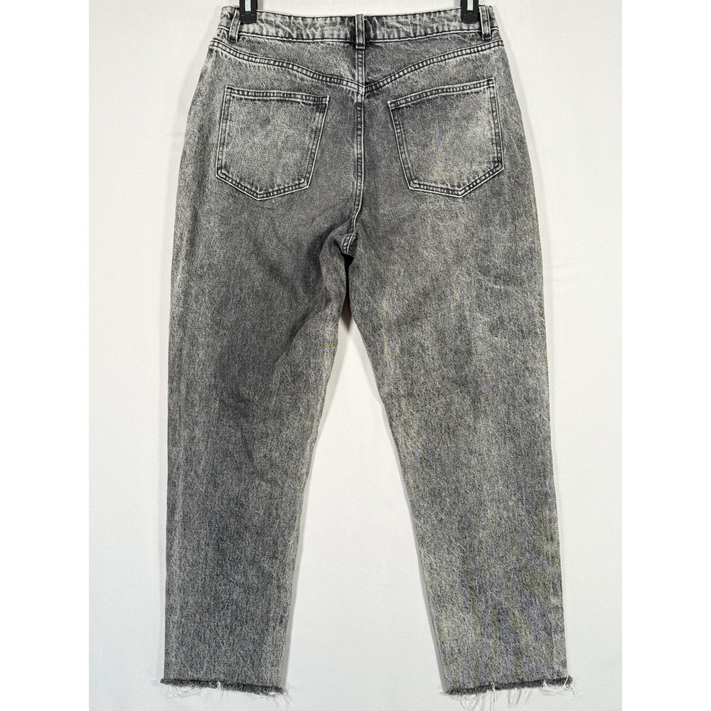Zara Women's Black High Waisted Straight Leg Denim Jeans Raw Hem Size 10 31 x 26 - Picture 6 of 7